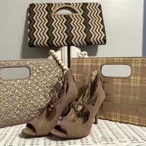 Vince Camuto Suede tie up peep toe shoes